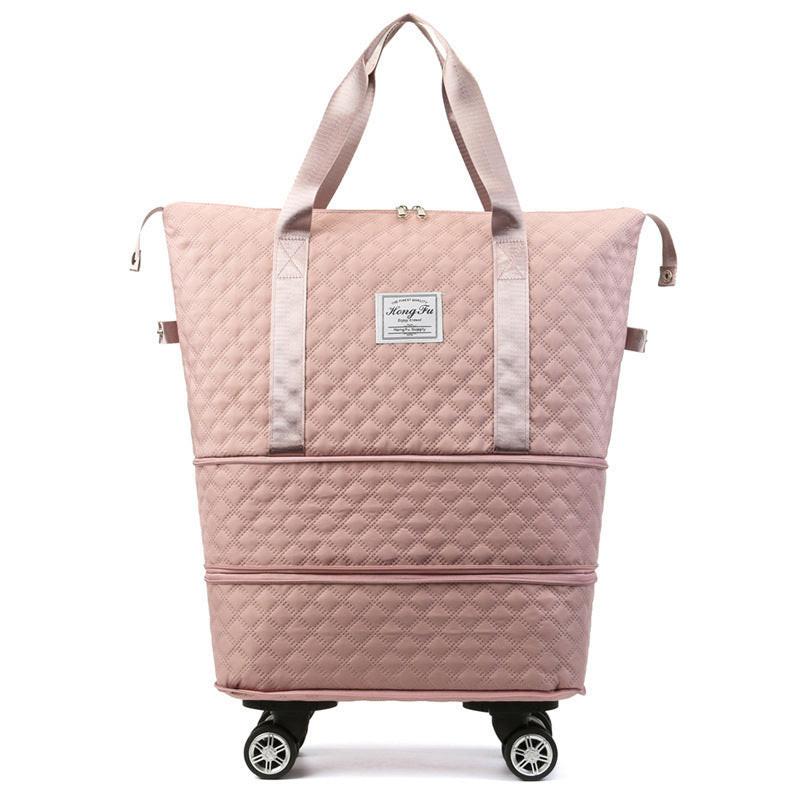 Universal Wheel Rhombus Travel Bag Lightweight Dry Wet Separation Large Capacity Fitness Yoga Bag.