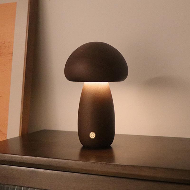 INS Wooden Cute Mushroom LED Night Light With Touch Switch  Bedside Table Lamp For Bedroom Childrens Room Sleeping Night Lamps Home Decor.