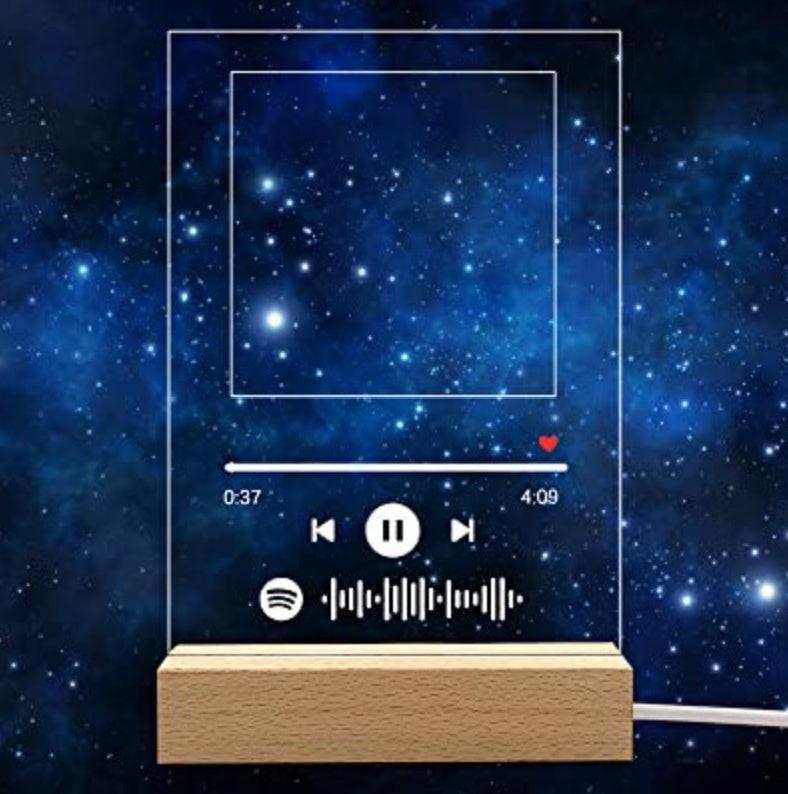 Customizable Photo Music Album Cover Night Light Carved Name Song Photo Frame.