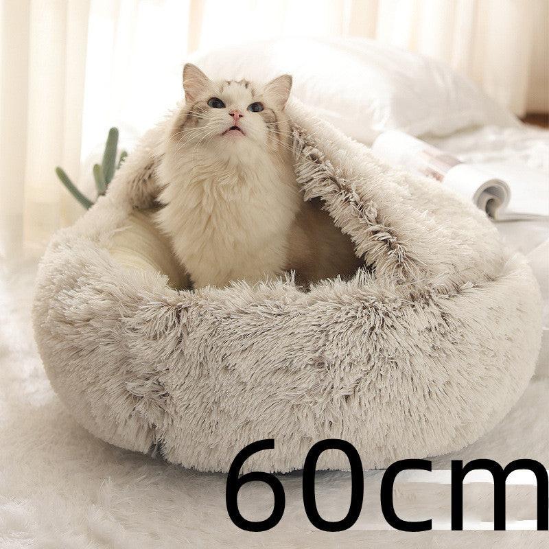2 In 1 Dog And Cat Bed Pet Winter Bed Round Plush Warm Bed House Soft Long Plush Pets Bed Pet Products.