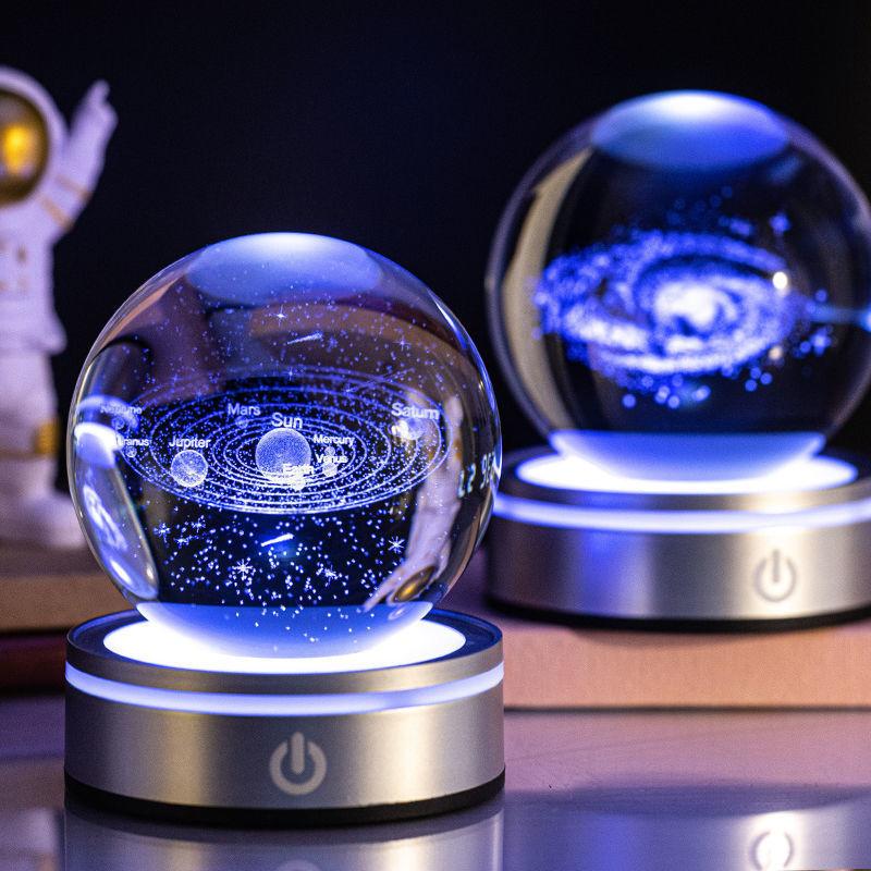 Creative 3D Inner Carving Luminous Crystal Ball Colorful Gradient Small Night Lamp Home Decorations Gifts Selection.