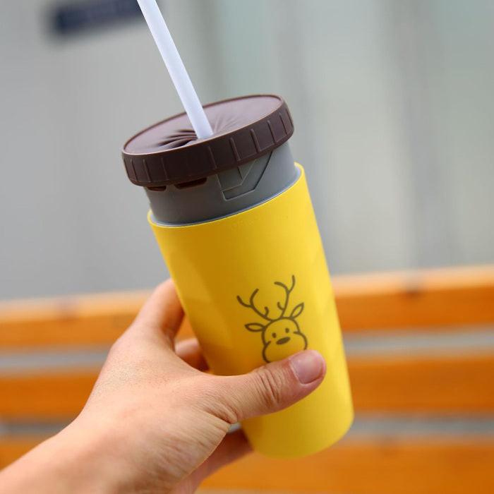 No Cover Twist Cup Travel Portable Cup Double Insulation Tumbler Straw Sippy Water Bottles Portable For Children Adults.