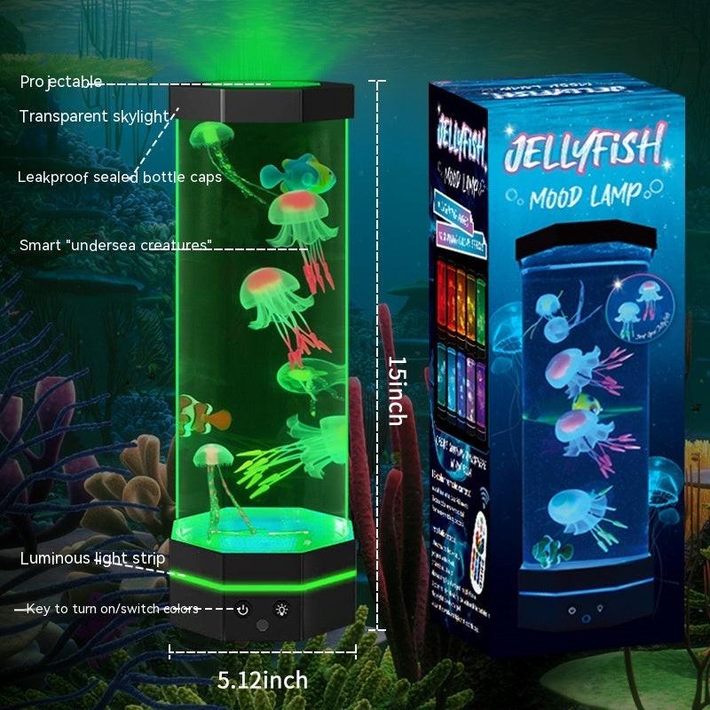 Jellyfish Lava Lamp 17 Colors Changing 15inch Jellyfish Lamp With Remote Control USB Plug-in Bubble Fish Lamp Kids Night Light Creative Projector Lamp Home Decor.