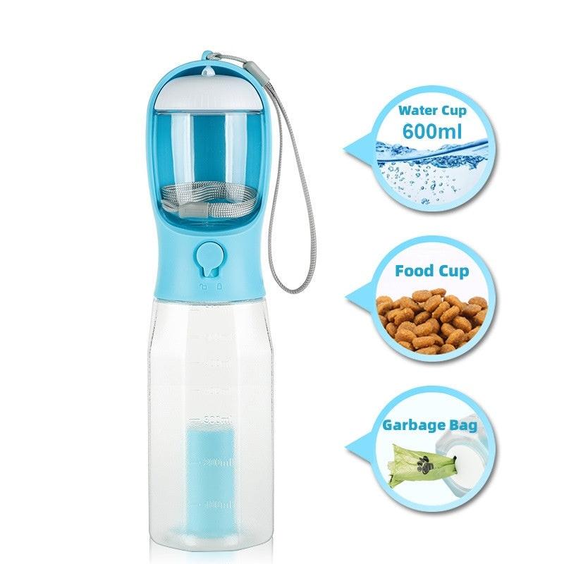 Portable Cat Dog Water Bottle Food Feeder Drinker Poop Dispenser 3 In 1 Leak-proof Multifunctional Dog Water Bottle Pet Products.