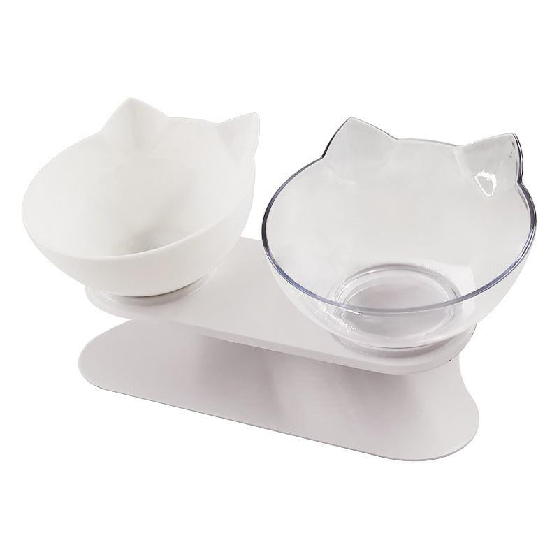 New Inclined Food Cat Ear Oblique Mouth Transparent Single Pet Bowl.