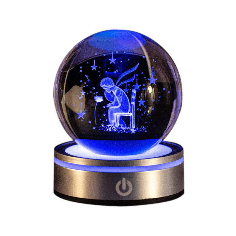 Creative 3D Inner Carving Luminous Crystal Ball Colorful Gradient Small Night Lamp Home Decorations Gifts Selection.