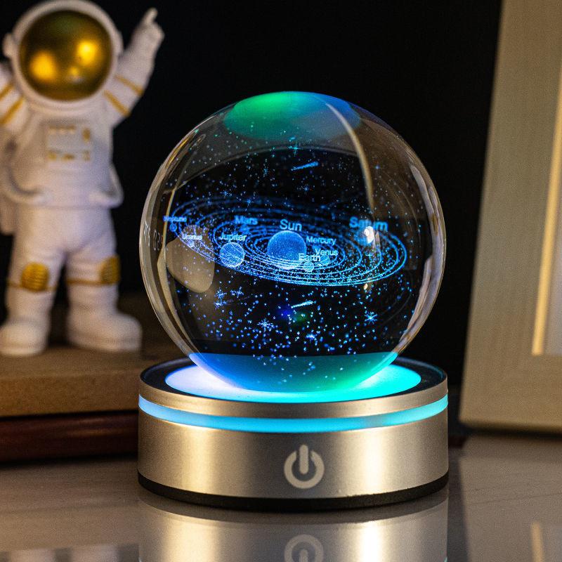 Creative 3D Inner Carving Luminous Crystal Ball Colorful Gradient Small Night Lamp Home Decorations Gifts Selection.