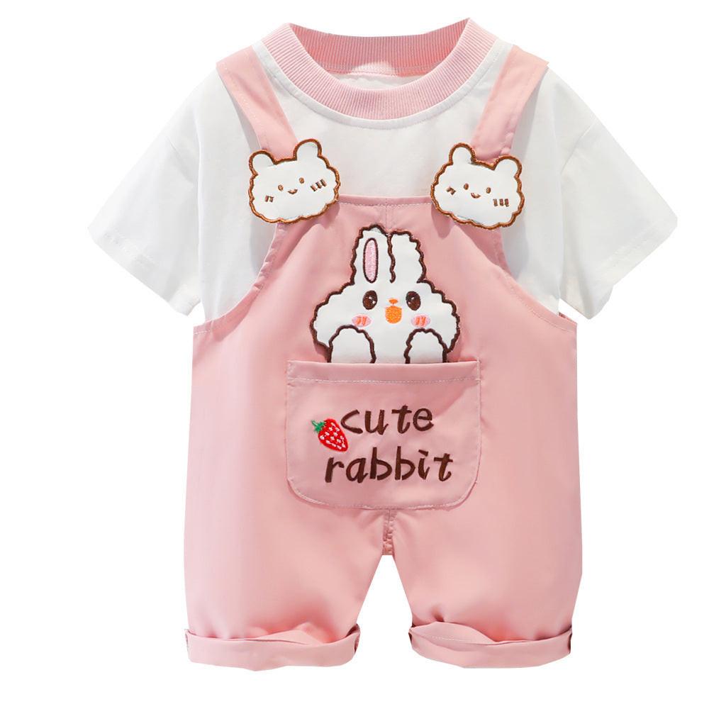 Children's Clothing Men And Women Baby Summer Cartoon Short-sleeved Overalls.