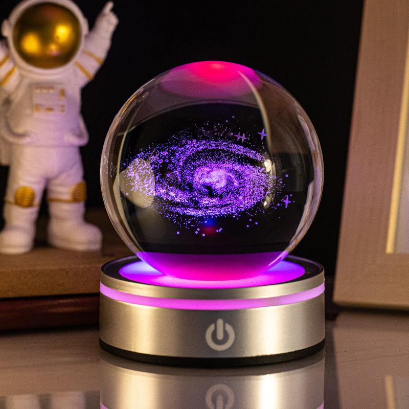 Creative 3D Inner Carving Luminous Crystal Ball Colorful Gradient Small Night Lamp Home Decorations Gifts Selection.