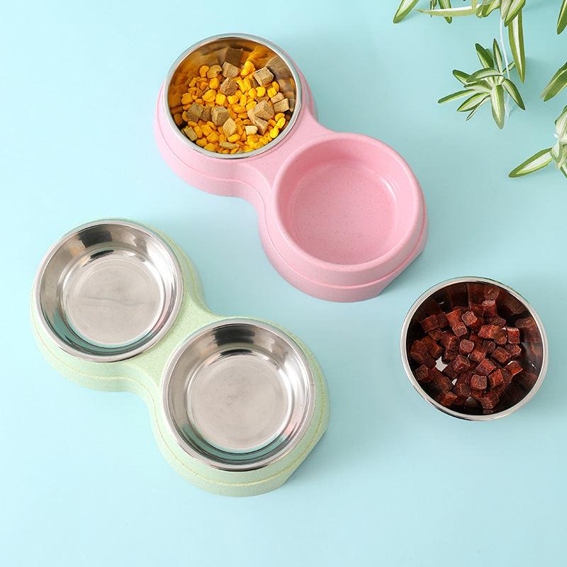 Double Pet Bowls Dog Food Water Feeder Stainless Steel Pet Drinking Dish Feeder Cat Puppy Feeding Supplies Small Dog Accessories.