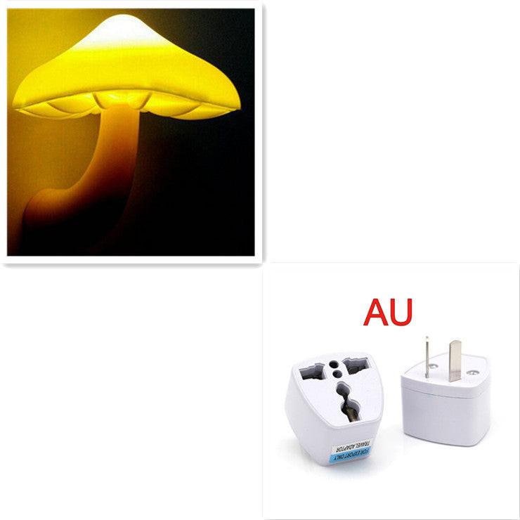 LED Night Light Mushroom Wall Socket Lamp EU US Plug Warm White Light-control Sensor Bedroom Light Home Decoration.
