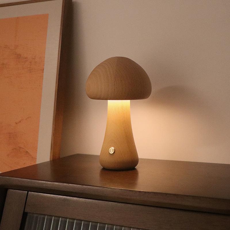 INS Wooden Cute Mushroom LED Night Light With Touch Switch  Bedside Table Lamp For Bedroom Childrens Room Sleeping Night Lamps Home Decor.