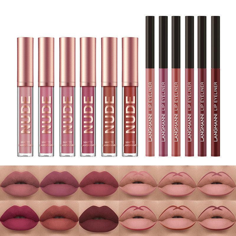 Lip Liner And Lipstick Makeup 12 Pcs Set 6 Matte Lipstick 6 Lip Liner Pens Waterproof Long Lasting Matte Lipstick Beauty Cosmetics Makeup Gift For Girls Lipstick Set.
