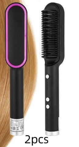 New 2 In 1 Hair Straightener Hot Comb Negative Ion Curling Tong Dual-purpose Electric Hair Brush.
