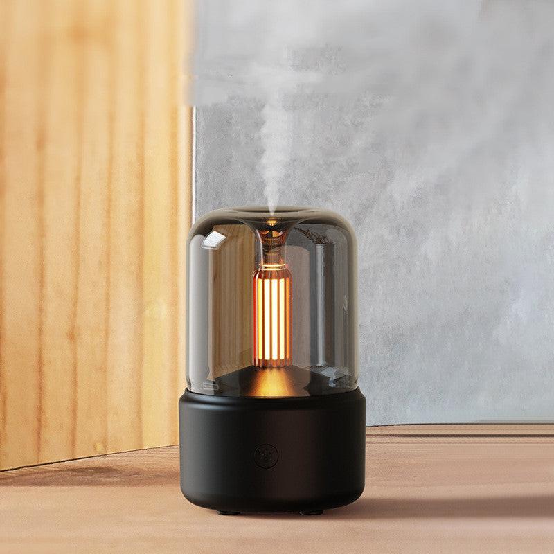 Atmosphere Light Humidifier Candlelight Aroma Diffuser Portable 120ml Electric USB Air Humidifier Cool Mist Maker Fogger 8-12 Hours With LED Night Light.