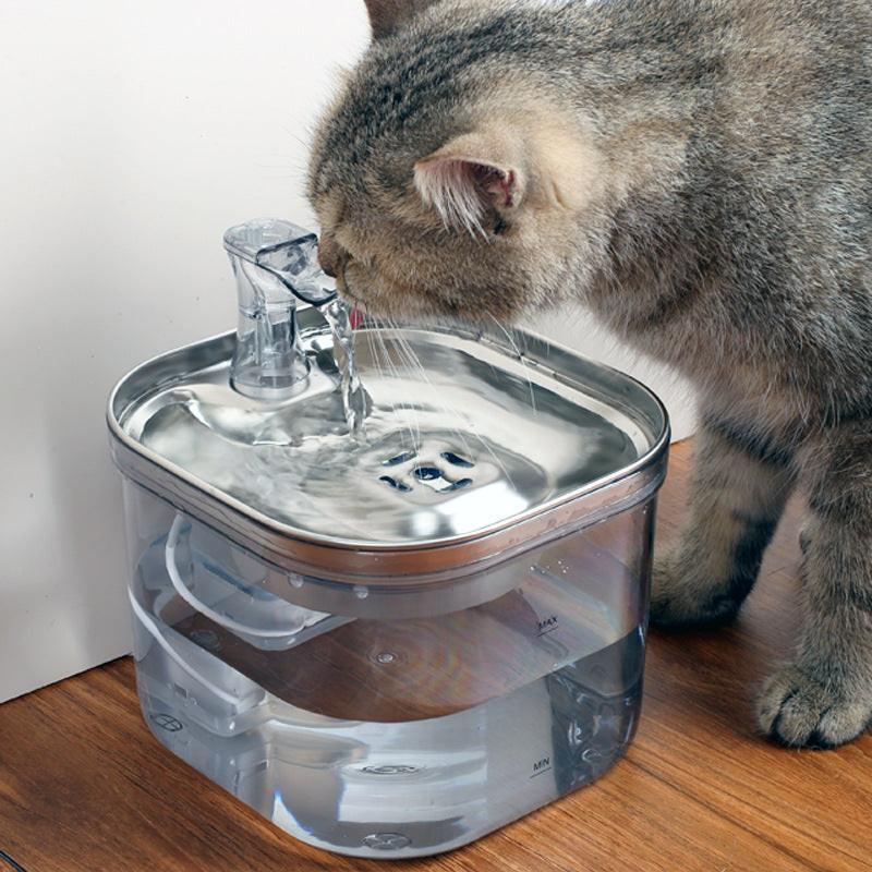 Pet Cat Dog Stainless Steel Automatic Circulation Water Dispenser Intelligent Fountain Pets Accessories.