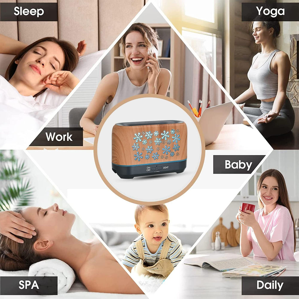 Christmas Snowflake Pattern Humidifier Household Colorful Aromatherapy Humidifier Atmosphere Colorful Diffuser.