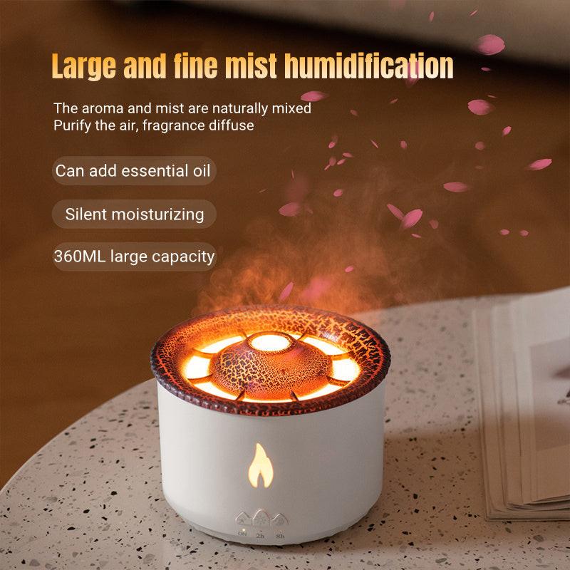 New Creative Ultrasonic Essential Oil Humidifier Volcano Aromatherapy Machine Spray Jellyfish Air Flame Humidifier Diffuser.