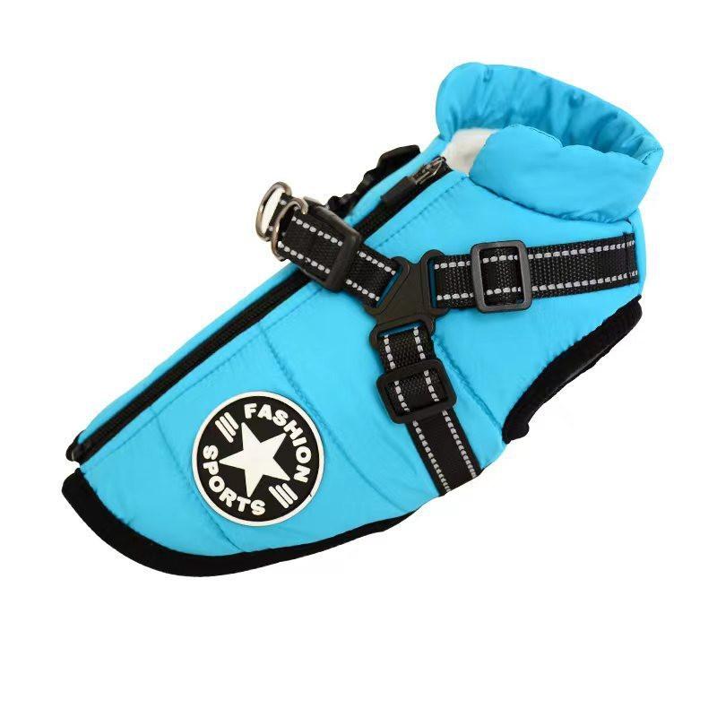 Waterproof Dog Clothes Winter Dog Coat With Harness Warm Pet Clothing Big Dog Jacket Chihuahua Labrador Coat Costume.