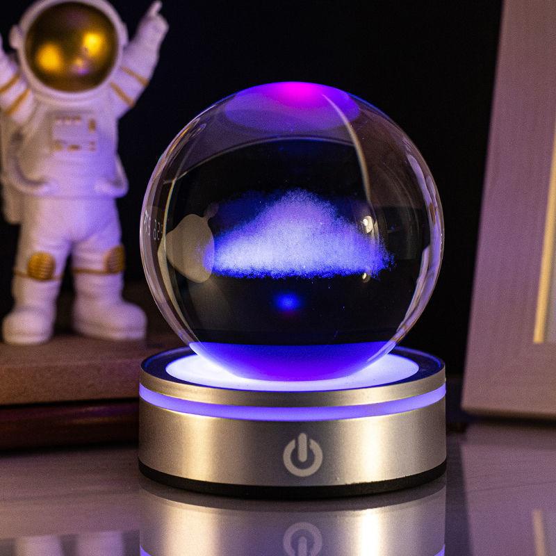 Creative 3D Inner Carving Luminous Crystal Ball Colorful Gradient Small Night Lamp Home Decorations Gifts Selection.
