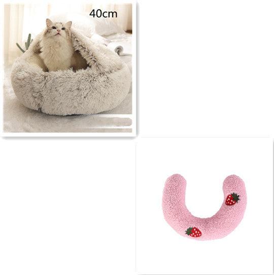2 In 1 Dog And Cat Bed Pet Winter Bed Round Plush Warm Bed House Soft Long Plush Pets Bed Pet Products.