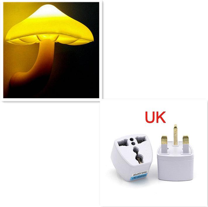 LED Night Light Mushroom Wall Socket Lamp EU US Plug Warm White Light-control Sensor Bedroom Light Home Decoration.